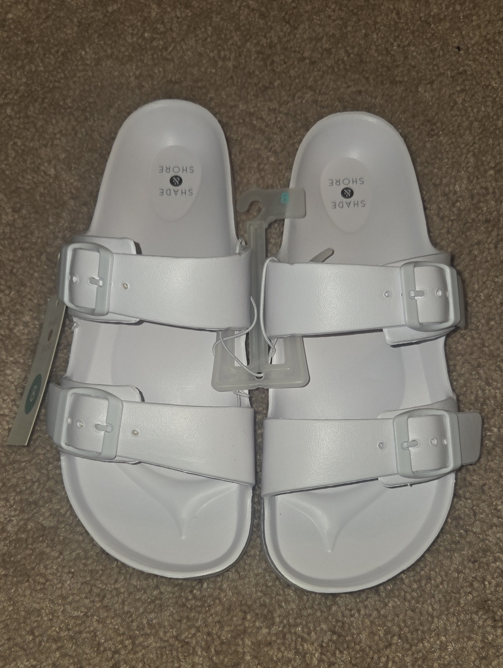 Shade & Shore Bright White Double-Strap Buckle Slides